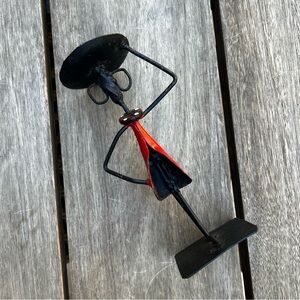 Unique African Wrought Iron Metal Candle Holder Women in Red Dress